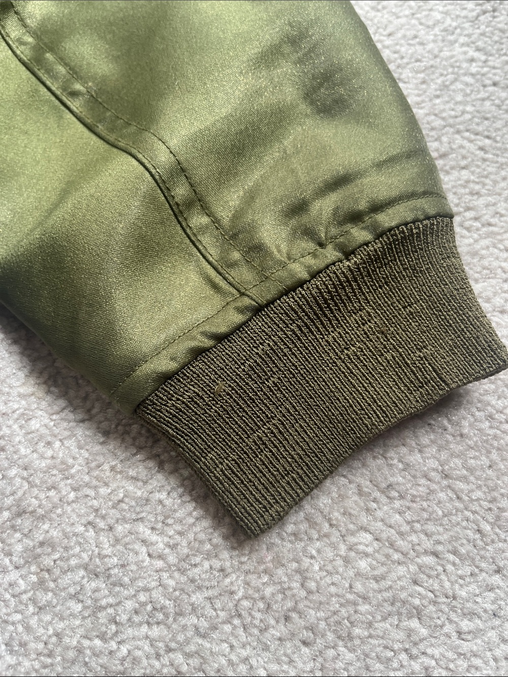 3.1 Phillip Lim Olive Satin Bomber Jacket+striped shirt lining - Picture 9 of 12